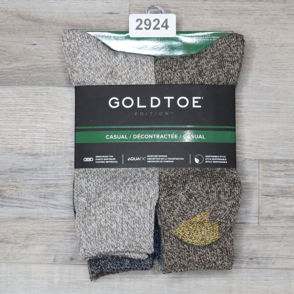 Gold Toe*Men's Crew Reinforced Toe Moisture Wicking Socks x 6 Pair~Shoe 6"-12.5"